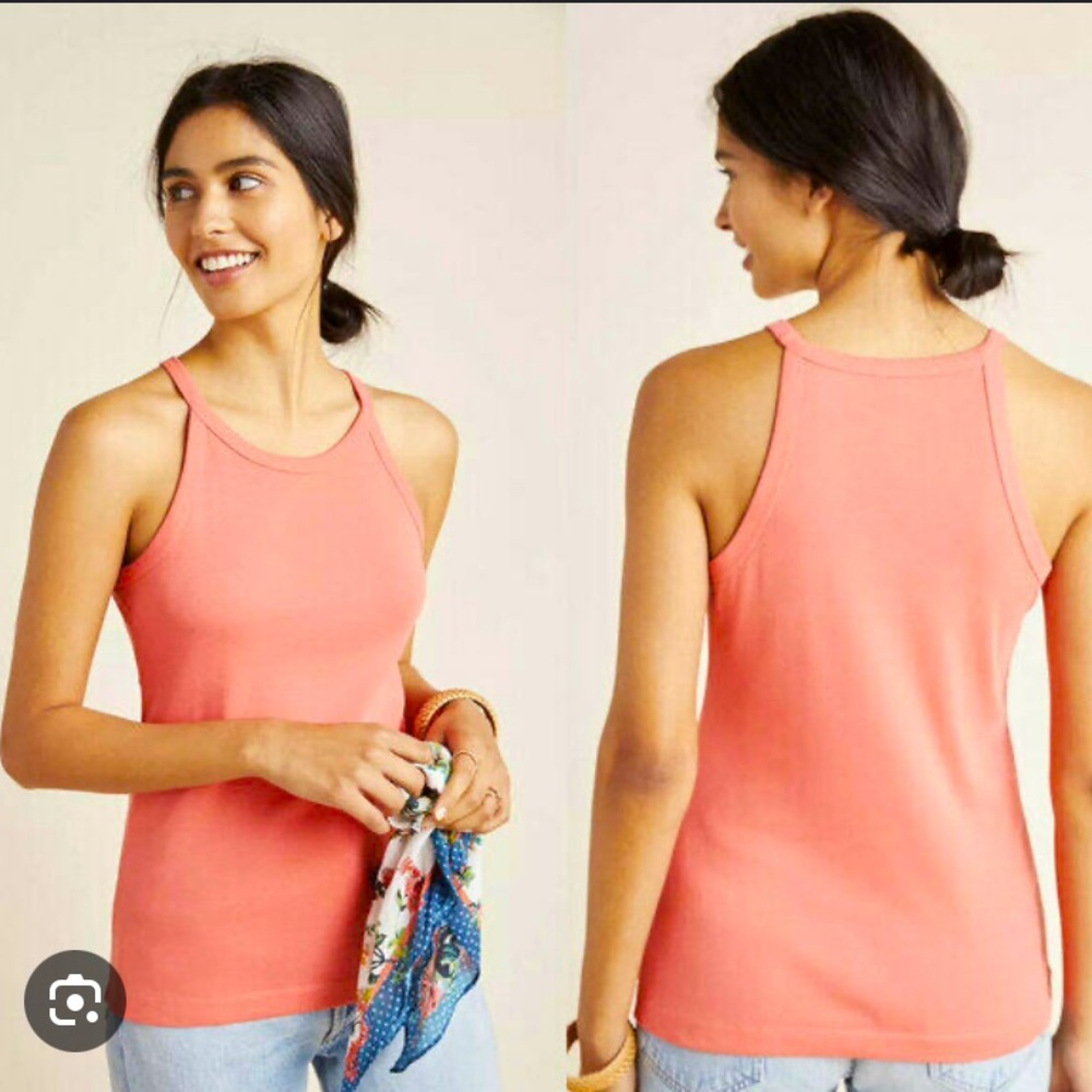 Anthropologie coral tank top, cotton, size S